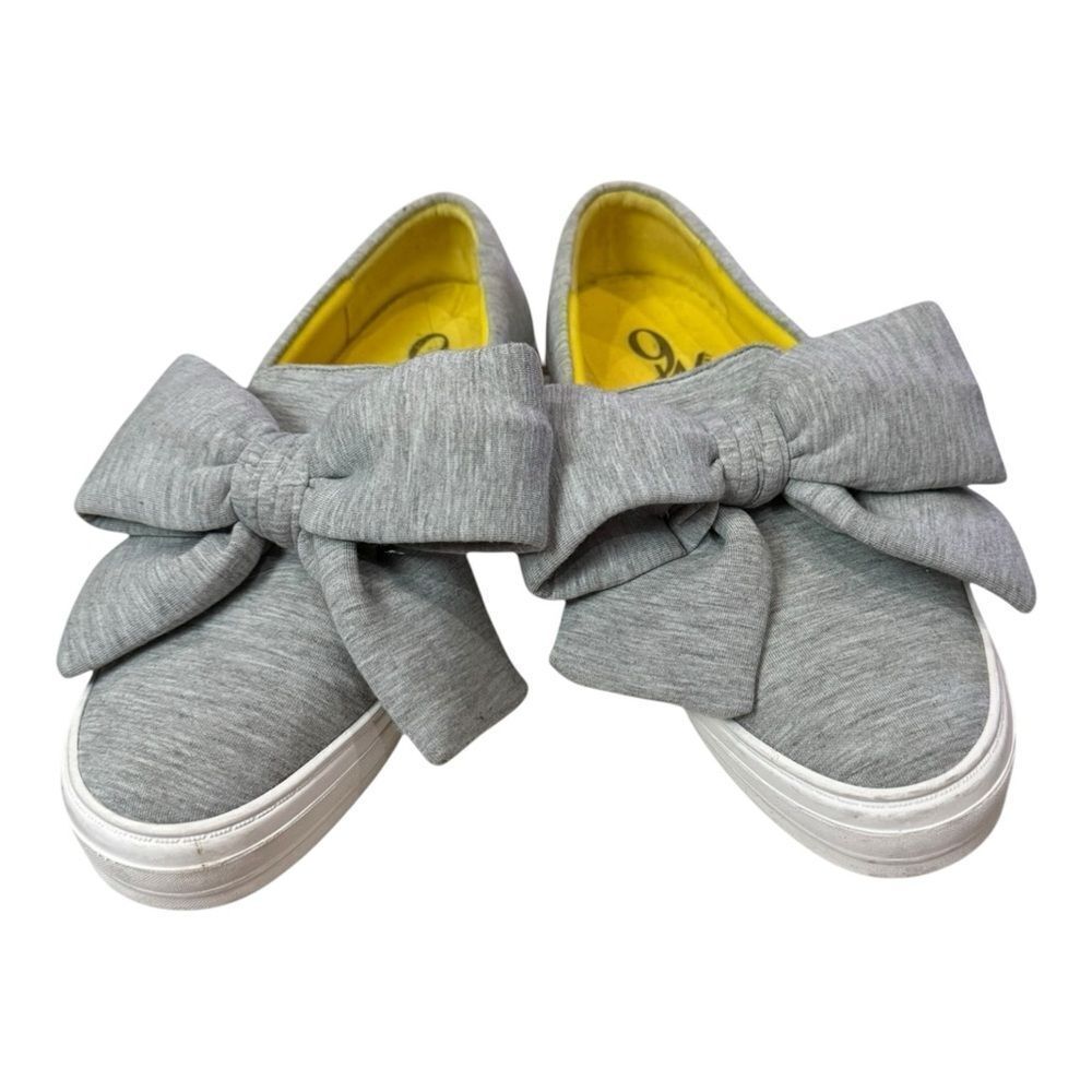 Nine West's Onosha Women's Gray Knit Bow Sliip-on Platform Sneakers 7
